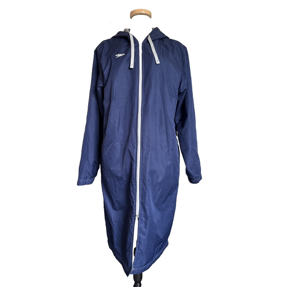 Speedo Navy Fleece Lined Team Swim Parka Jacket Adult Unisex SZ Medium